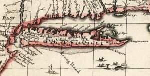 1690 Christopher Browne Map of Long Island and North Sea (FEVERSHAM)